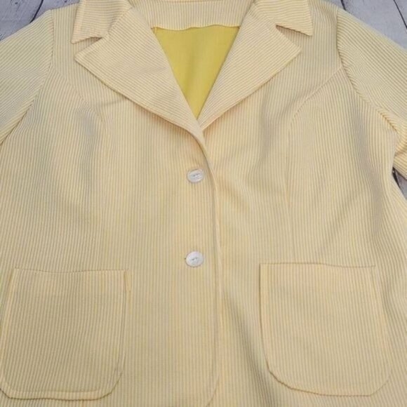 Vintage 70s Yellow White Striped Preppy Blazer - Picture 4 of 10